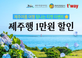 티웨이서 제주 왕복권 예매시 '1만원 할인쿠폰'