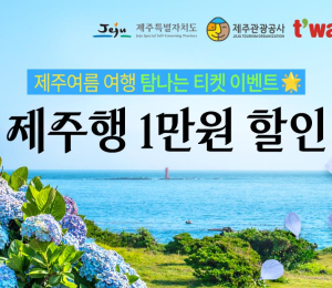티웨이서 제주 왕복권 예매시 '1만원 할인쿠폰'